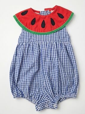 VTG 90s Pride 'N Joy Watermelon Gingham Bubble Romper 3-6M